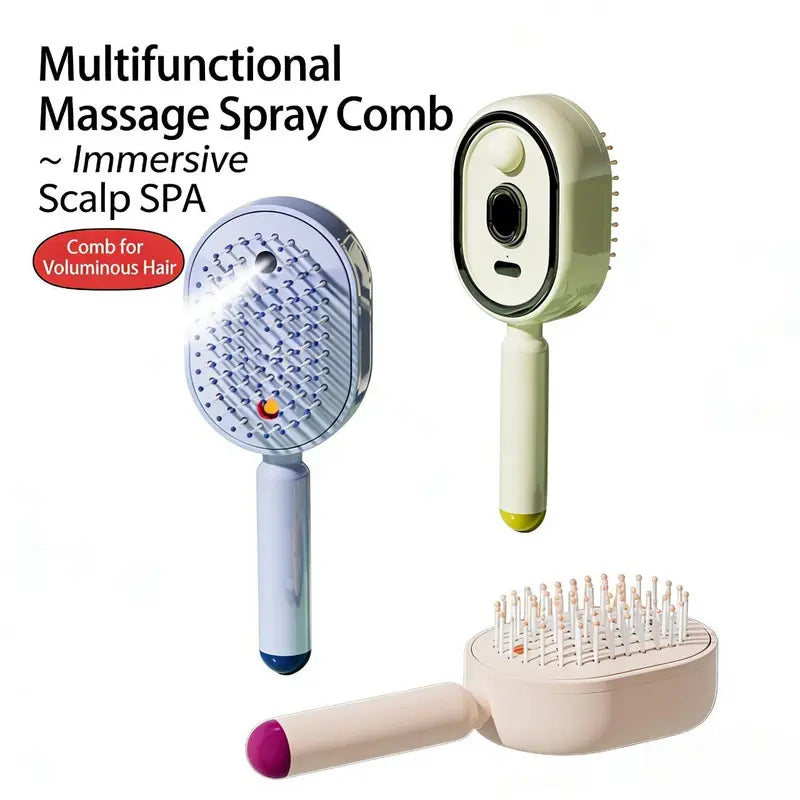 🪮✨Electric Spray Air Cushion Massage Comb | Self-Cleaning Anti-Tangle | Essential Oil Mist Hair Care Comb | Anti-Static Volumizing Aromatherapy Comb /A set to solve your hair problems-ZO