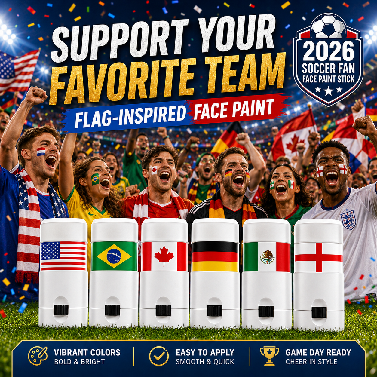 2026 Soccer Fan Face Paint Stick Show Your Team Spirit in Seconds ⚽🌍