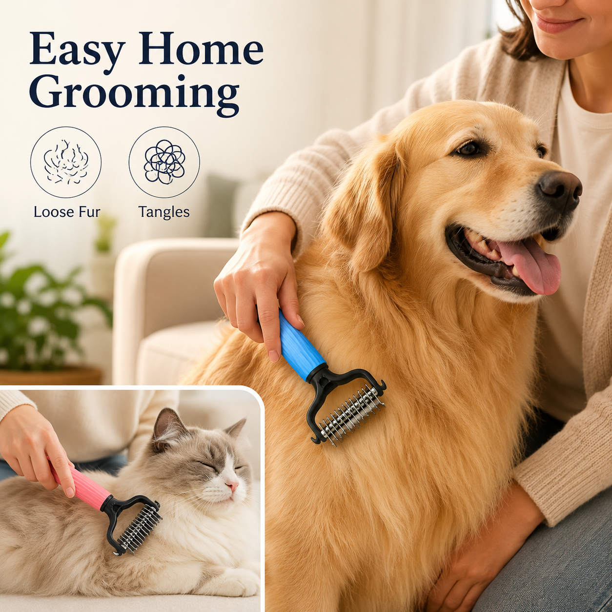 🐾 Universal Pet Detangling Comb for Shedding Pets
