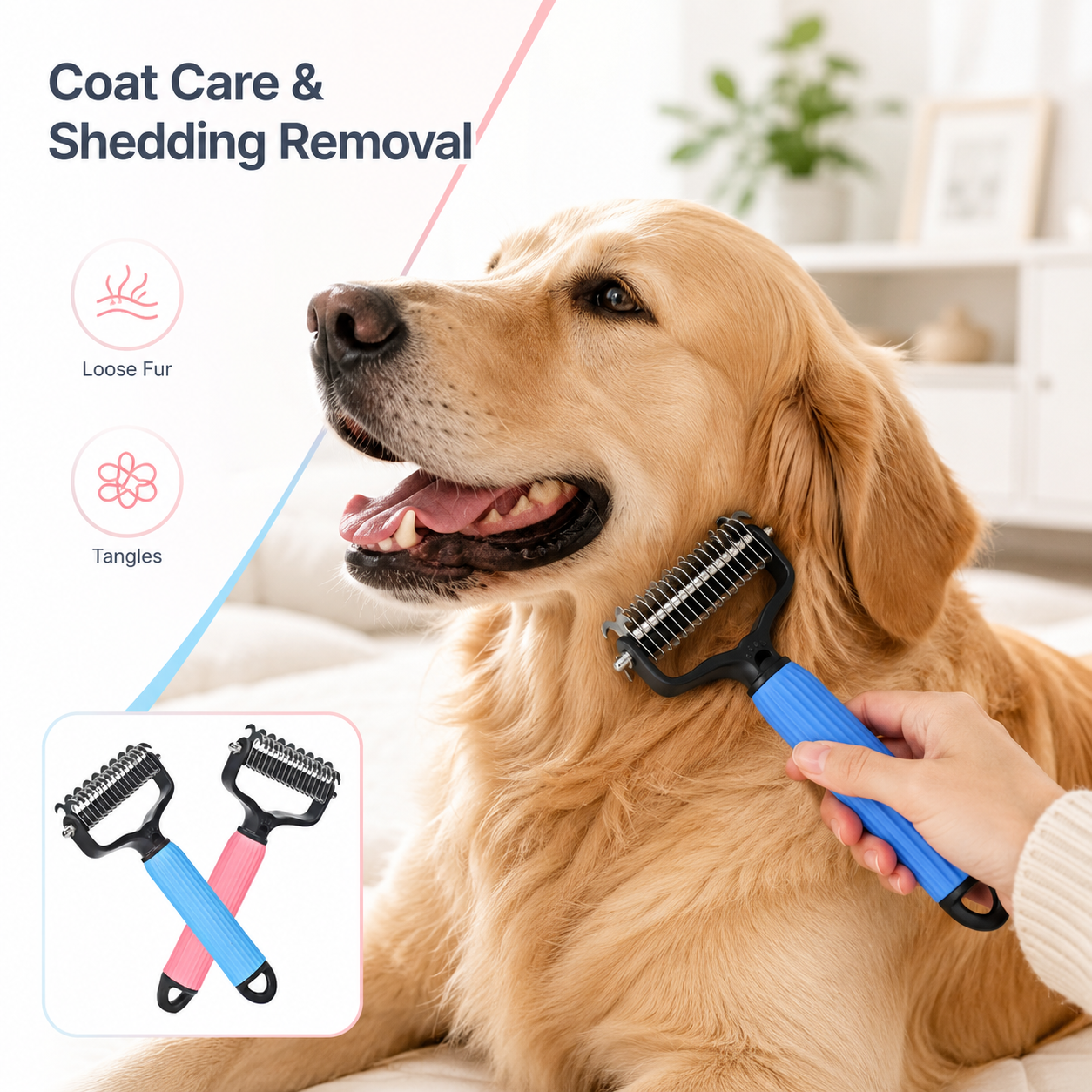 🐾 Universal Pet Detangling Comb for Shedding Pets